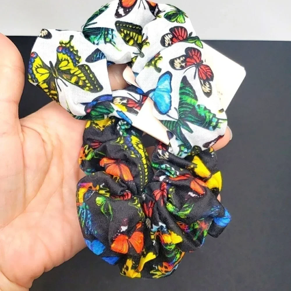 MULTICOLOR butterfly scrunchies black and white